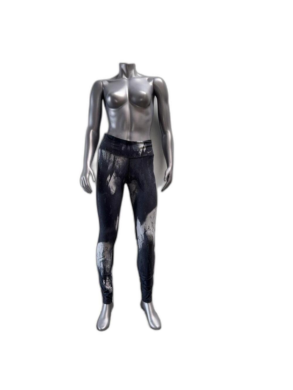 Nike Women's Medium Black Gray Marble Print Dri-FIT Activewear Leggings